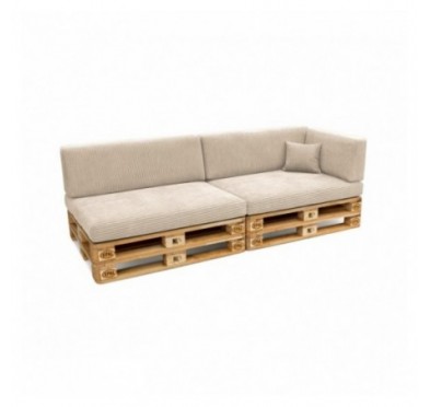 Set de 6 cojines de jardín para palets | Tejido de pana | Color beige oscuro