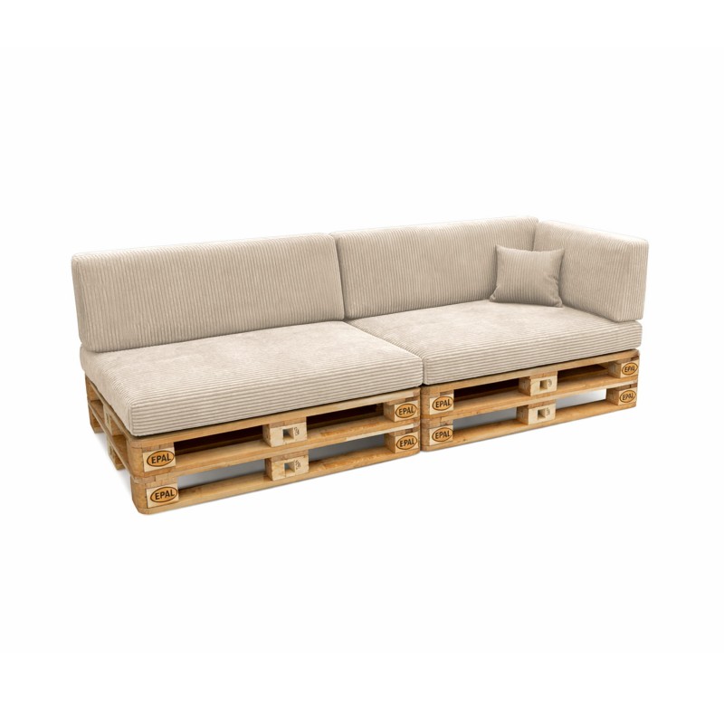 Set de 6 cojines de jardín para palets | Tejido de pana | Color beige oscuro