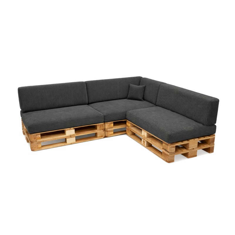 Set de 8 cojines de jardín para palets | Tejido de pana | Color gris oscuro
