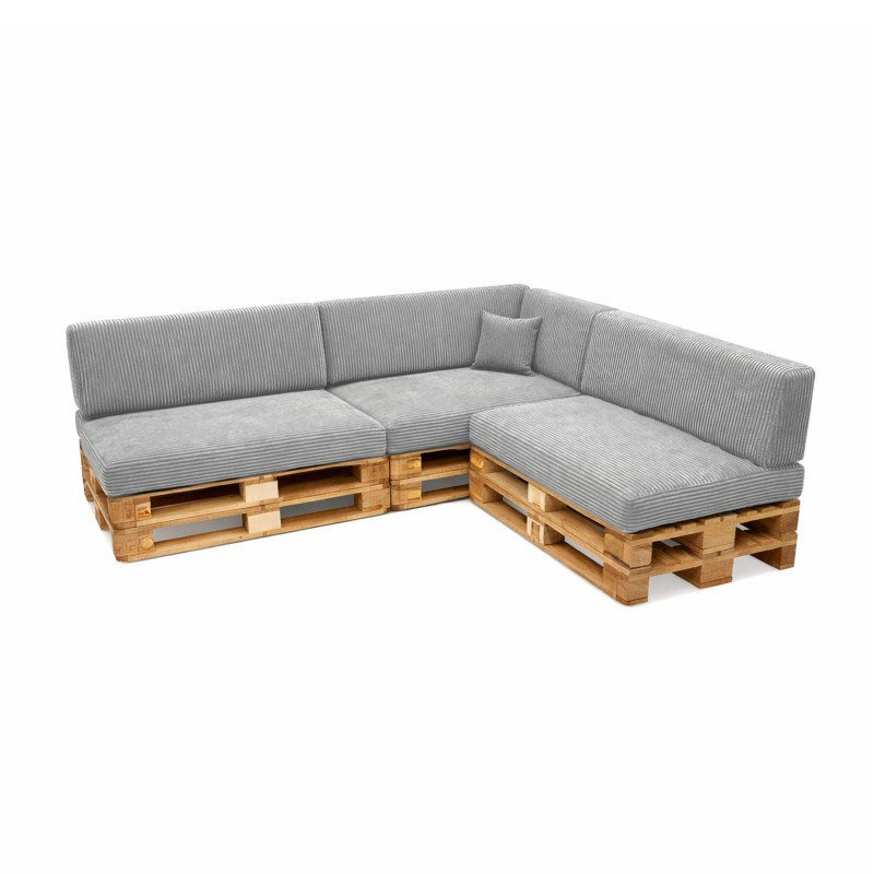 Set de 8 cojines de jardín para palets | Tejido de pana | Color gris