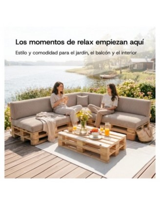 Set de 8 cojines de jardín para palets | Tejido de pana | Color gris