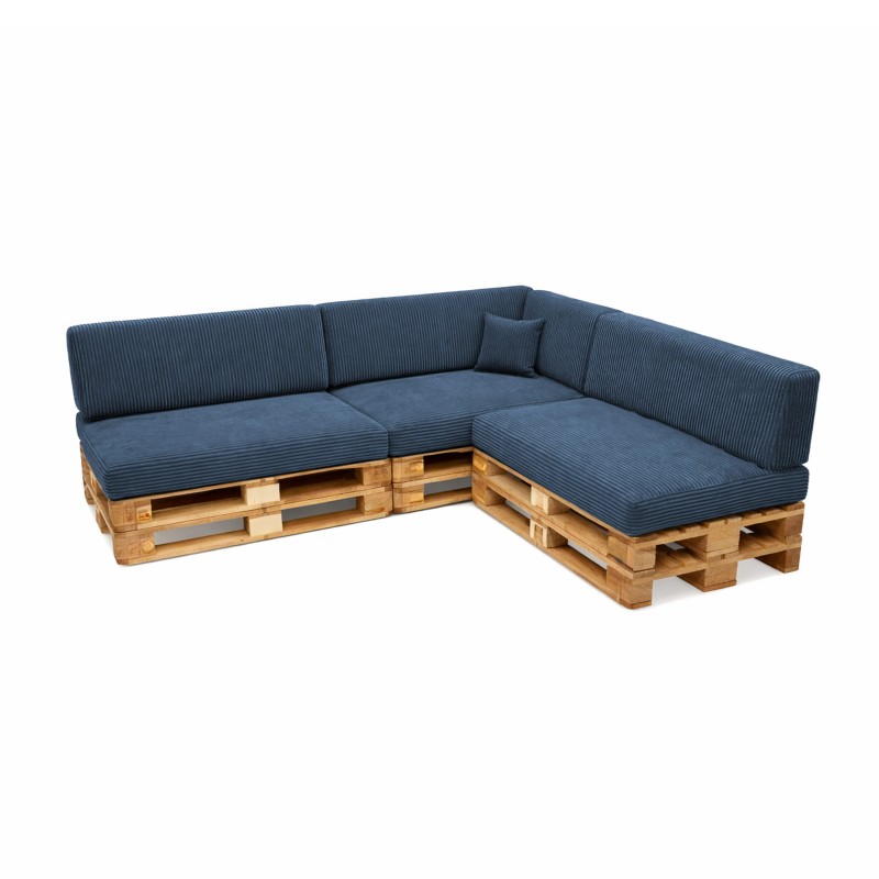 Set de 8 cojines de jardín para palets | Tejido de pana | Color azul oscuro
