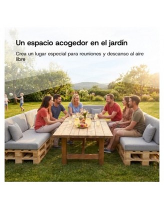 Set de 8 cojines de jardín para palets | Tejido de pana | Color azul