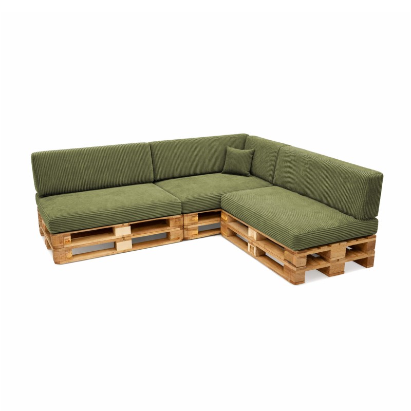Set de 8 cojines de jardín para palets | Tejido de pana | Color verde