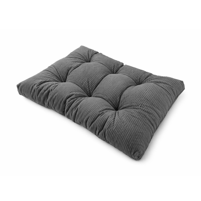 Cojín de asiento acolchado para palets | Tejido de pana | 120x80 cm | Color gris oscuro