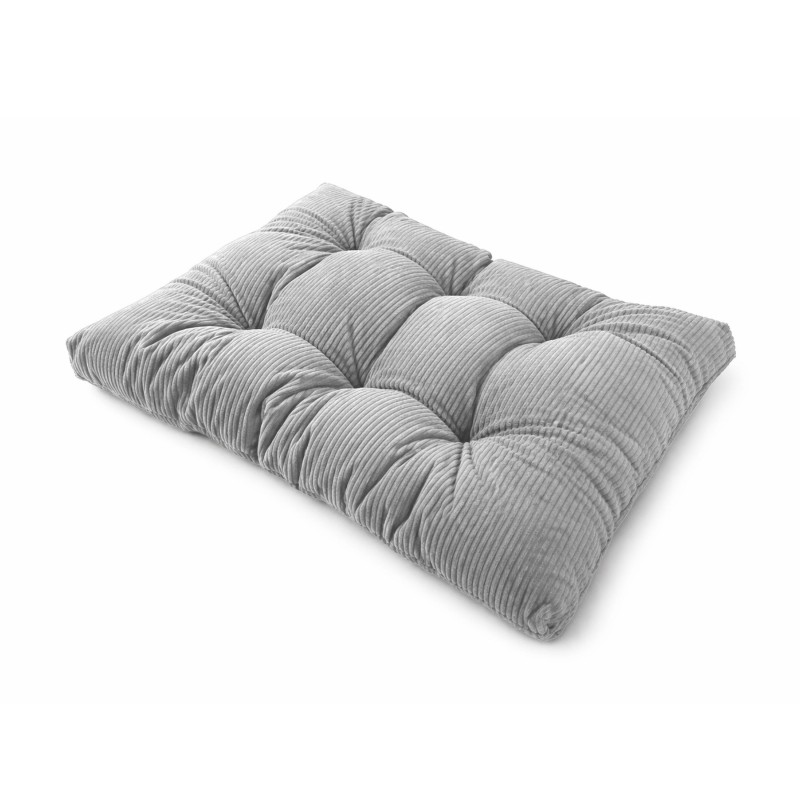 Cojín de asiento acolchado para palets | Tejido de pana | 120x80 cm | Color gris