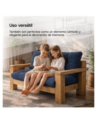 Cojín decorativo para palets | Tejido de pana | 40x40 cm | Color azul