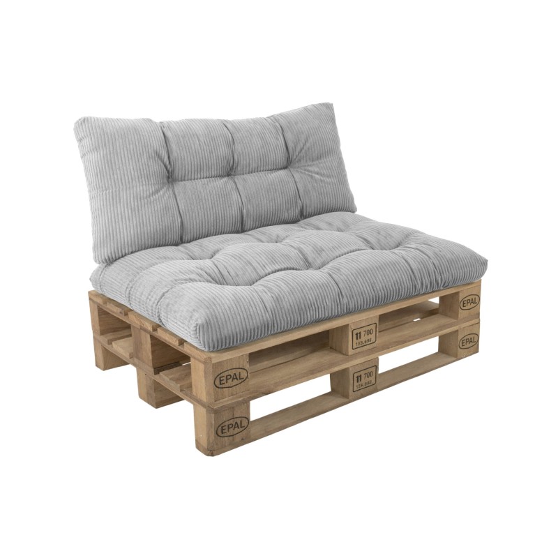 Set de 2 cojines de jardín acolchados para palets | Tejido de pana | Color gris