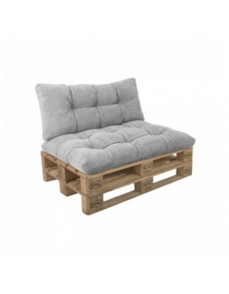 Set de 2 cojines de jardín acolchados para palets | Tejido de pana | Color gris
