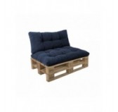 Set de 2 cojines de jardín acolchados para palets | Tejido de pana | Color azul oscuro