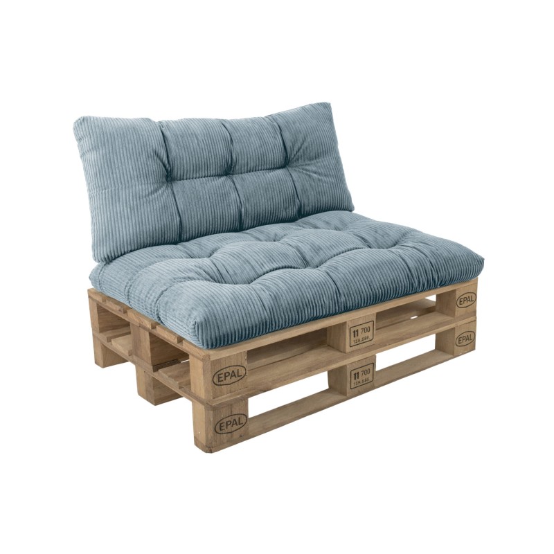 Set de 2 cojines de jardín acolchados para palets | Tejido de pana | Color azul