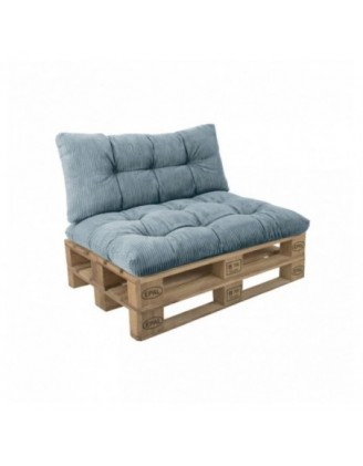 Set de 2 cojines de jardín acolchados para palets | Tejido de pana | Color azul