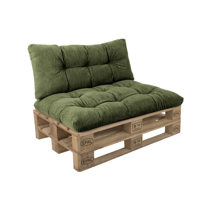 Set de 2 cojines de jardín acolchados para palets | Tejido de pana | Color verde