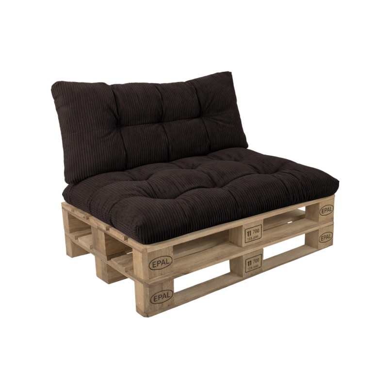 Set de 2 cojines de jardín acolchados para palets | Tejido de pana | Color marrón oscuro