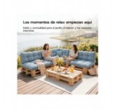 Set de 2 cojines de jardín acolchados para palets | Tejido de pana | Color marrón oscuro