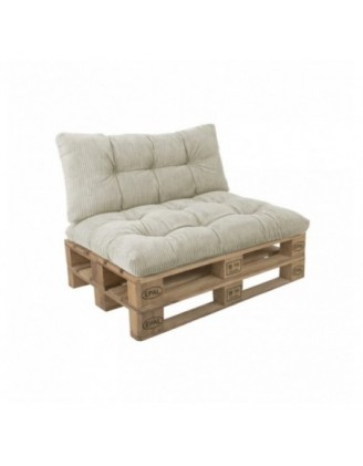 Set de 2 cojines de jardín acolchados para palets | Tejido de pana | Color beige oscuro