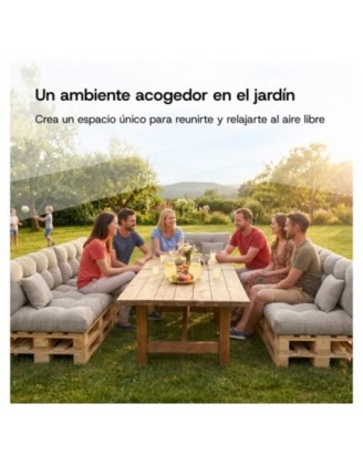 Set de 6 cojines de jardín acolchados para palets | Tejido de pana | Color verde