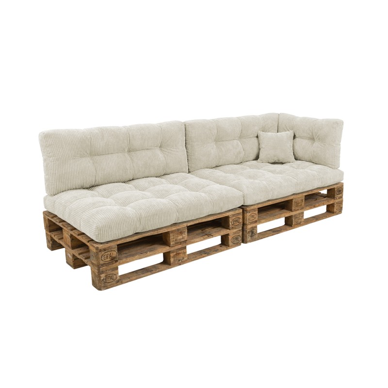 Set de 6 cojines de jardín acolchados para palets | Tejido de pana | Color beige oscuro