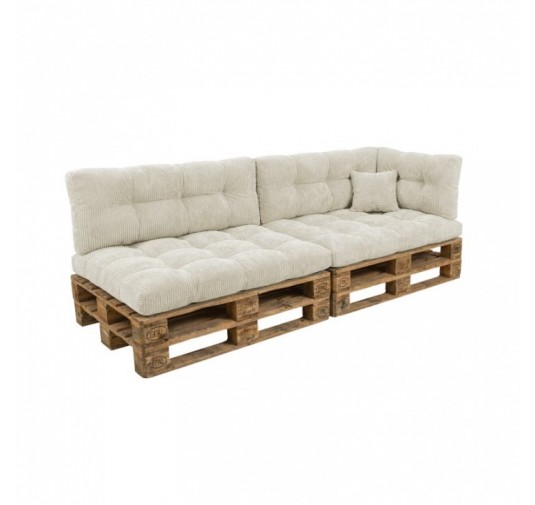 Set de 6 cojines de jardín acolchados para palets | Tejido de pana | Color beige oscuro