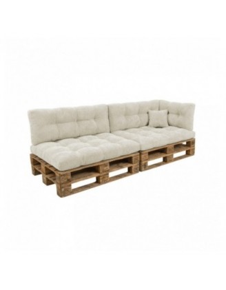 Set de 6 cojines de jardín acolchados para palets | Tejido de pana | Color beige oscuro