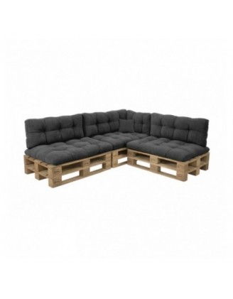 Set de 8 cojines de jardín acolchados para palets | Tejido de pana | Color gris oscuro