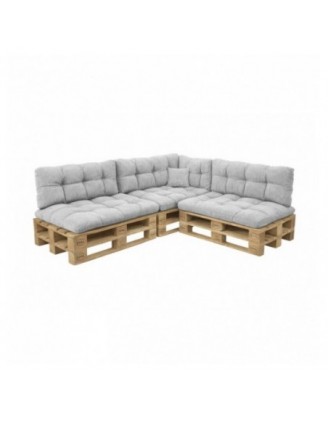 Set de 8 cojines de jardín acolchados para palets | Tejido de pana | Color gris