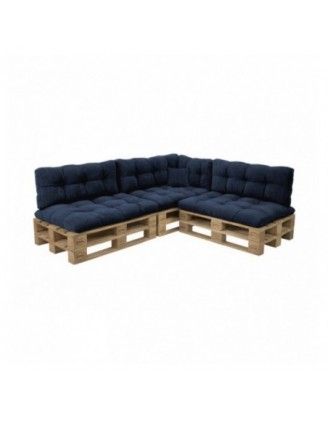 Set de 8 cojines de jardín acolchados para palets | Tejido de pana | Color azul oscuro