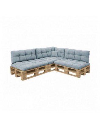 Set de 8 cojines de jardín acolchados para palets | Tejido de pana | Color azul