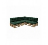 Set de 8 cojines de jardín acolchados para palets | Tejido de pana | Color verde oscuro