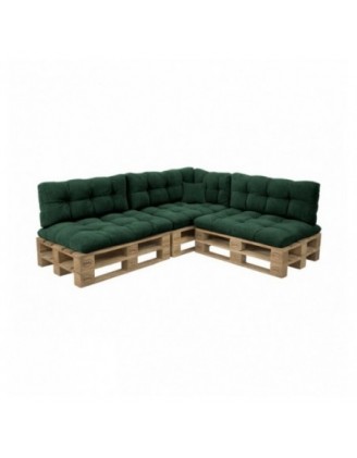 Set de 8 cojines de jardín acolchados para palets | Tejido de pana | Color verde oscuro