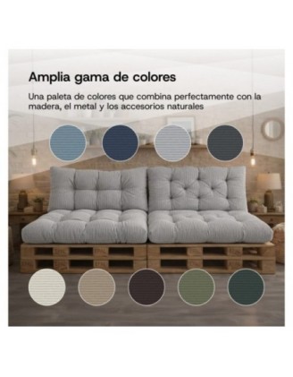 Set de 8 cojines de jardín acolchados para palets | Tejido de pana | Color marrón