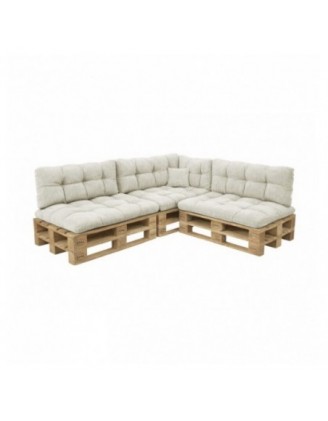 Set de 8 cojines de jardín acolchados para palets | Tejido de pana | Color beige oscuro