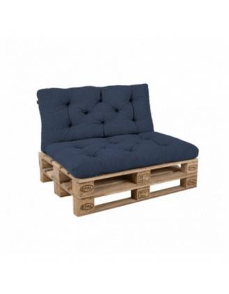 Set de 2 cojines de jardín acolchados para palets | Tejido de pana | Color azul oscuro