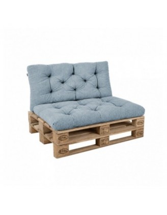 Set de 2 cojines de jardín acolchados para palets | Tejido de pana | Color azul