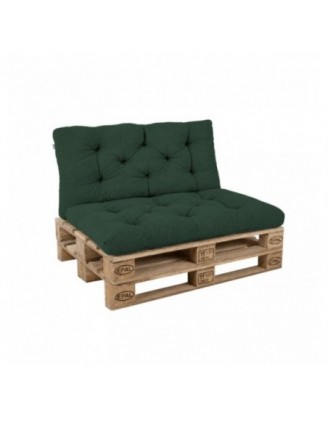 Set de 2 cojines de jardín acolchados para palets | Tejido de pana | Color verde oscuro