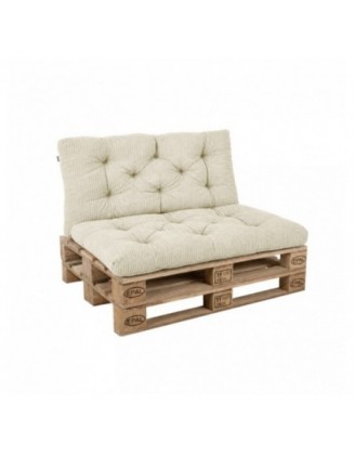 Set de 2 cojines de jardín acolchados para palets | Tejido de pana | Color beige oscuro