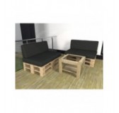 Set de 2 Cojines para Palets Impermeables 120x80 + 120x40 Negro