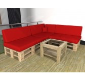 Set de 8 Cojines para Palets Impermeables 120x80 + 120x40 Rojo