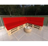 Set de 8 Cojines para Palets Impermeables 120x80 + 120x40 Rojo