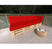 Set de 6 Cojines para Palets Impermeables 120x80 + 120x40 Rojo