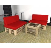 Set de 2 Cojines para Palets Impermeables 120x80 + 120x40 Rojo