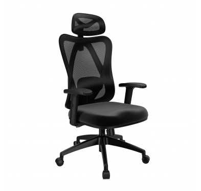 Silla de oficina ergonómica, negro + patas negras