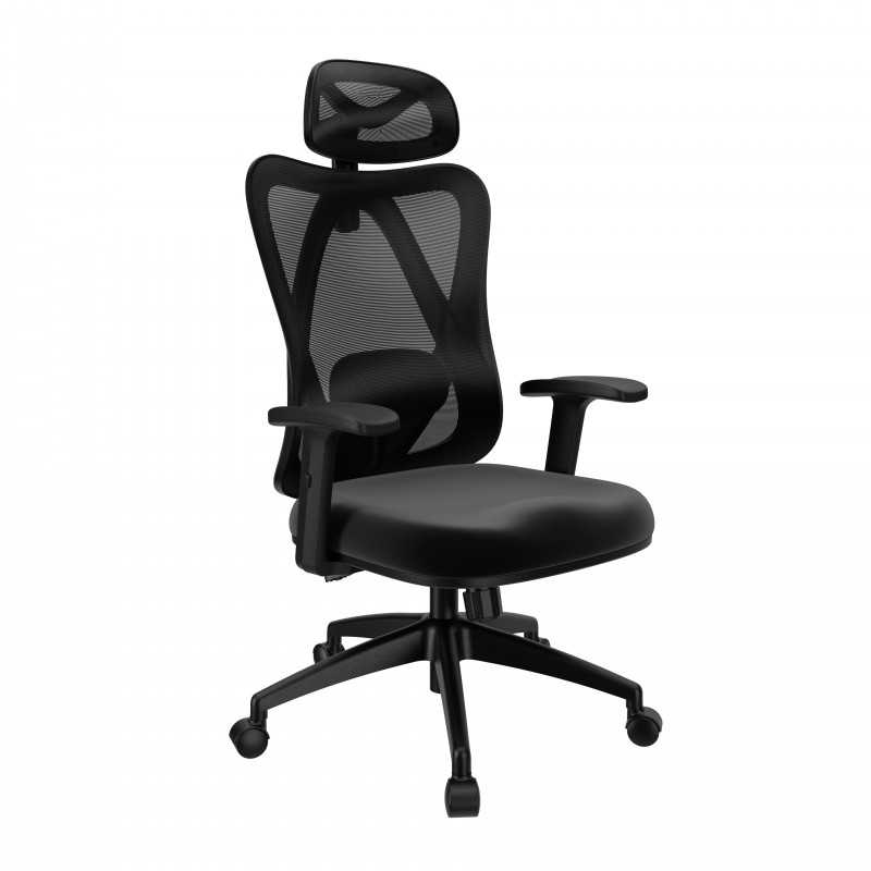 Silla de oficina ergonómica, negro + patas negras