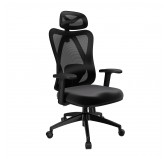 Silla de oficina ergonómica, negro + patas negras