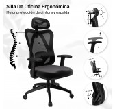 Silla de oficina ergonómica, negro + patas negras