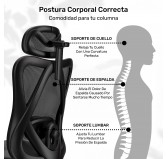 Silla de oficina ergonómica, negro + patas negras