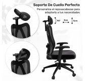 Silla de oficina ergonómica, negro + patas negras