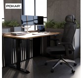 Silla de oficina ergonómica, negro + patas plateadas