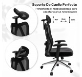 Silla de oficina ergonómica, negro + patas plateadas