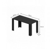 Mesa de Comedor, Mesa de Salón, Mesa de Oficina, Tablero de 2.5 cm, Negro, 120x60x75 cm